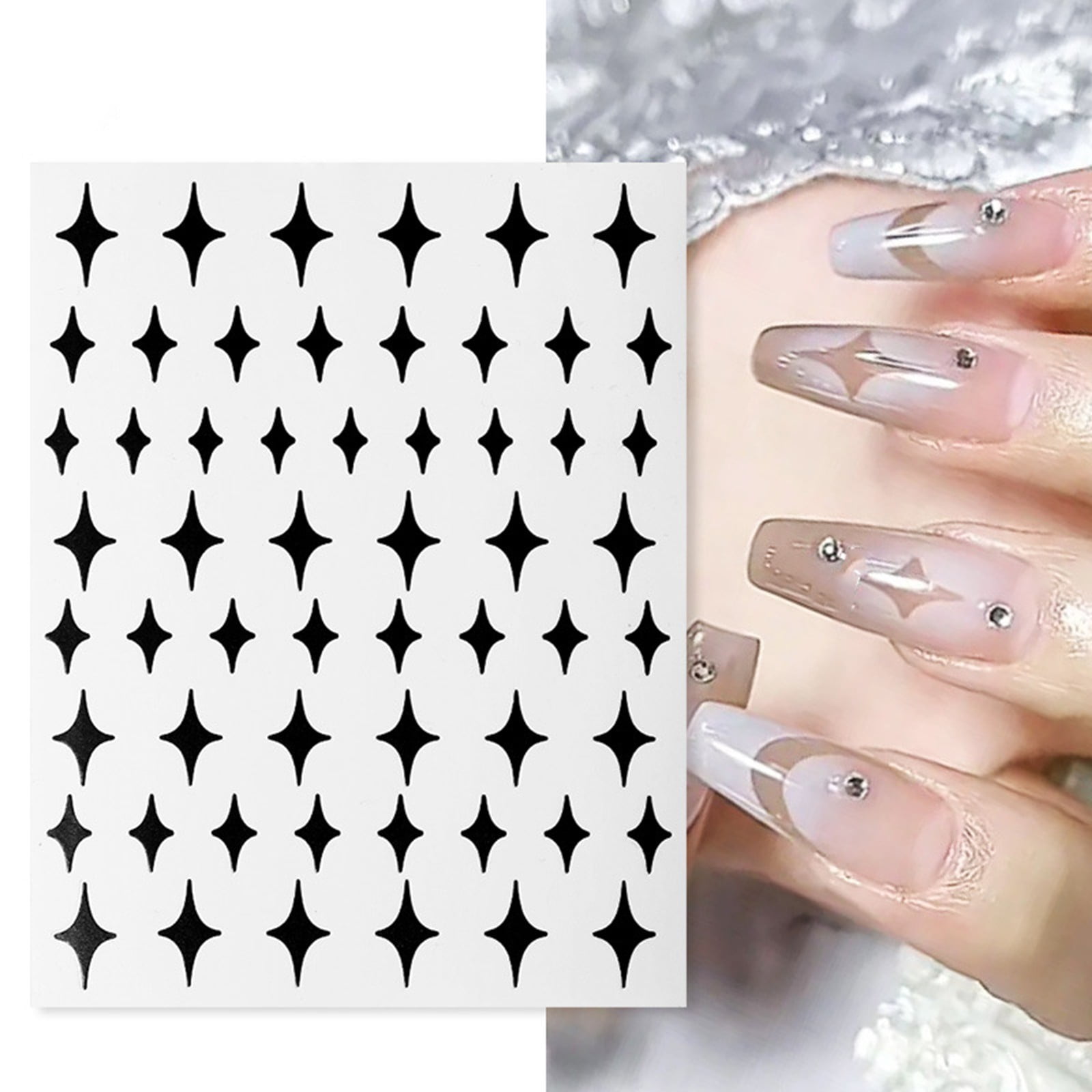 HAXMNOU Airbrushs Nail Stickers Nail Stencils French Tip Butterfly Star  Heart Line Nail Decals Printing Template DIY Stencil Tool Nail Designs Nail  Decorations 