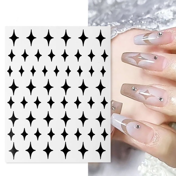 Women Fashion Airbrushs Nail Stickers Nail Stencils French Tip Butterfly Star Heart Line Nail Decals Printing Template DIY Stencil Tool Nail Designs Nail Decorations