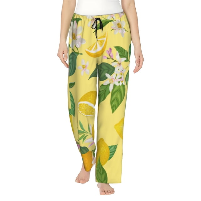 Balery Lemon Pantalones de pijama para mujer, pijamas ultraligeros, pantalones de estar por casa-3X-Large
