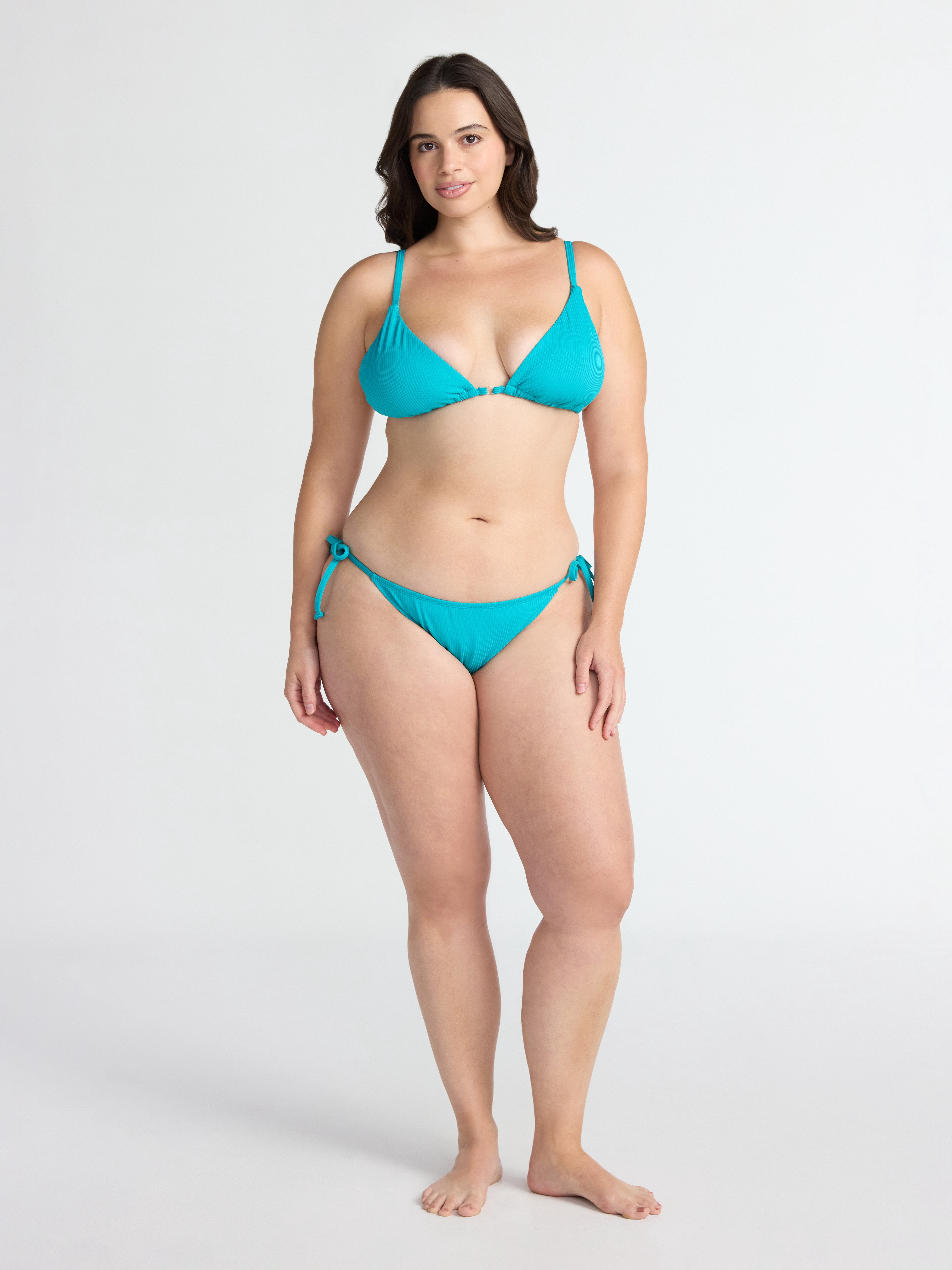 Time and Tru Women's Ottoman Rib Triangle Bikini Top, Sizes XS- 2X