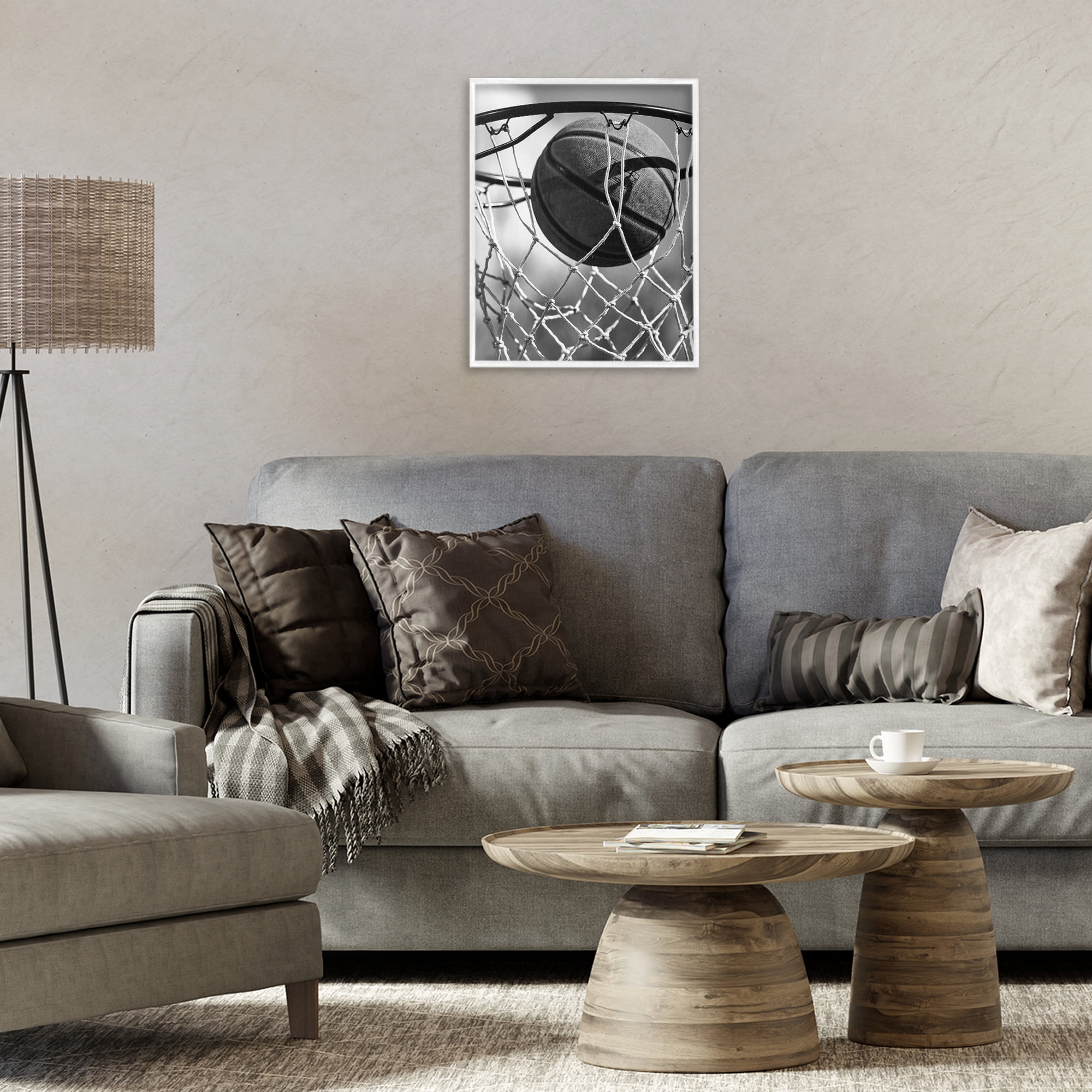 Stupell Industries Winning Basket Shot White Framed Giclee Art, design by Marcus Prime