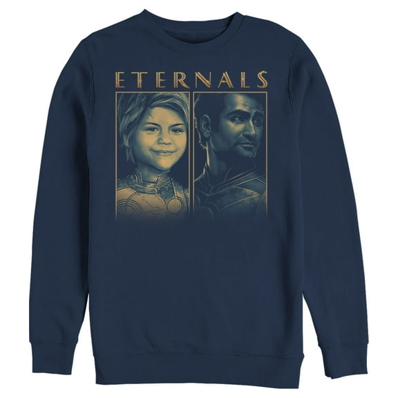 Men's Marvel Eternals Sprite and Kingo  Sweatshirt Navy Blue Medium