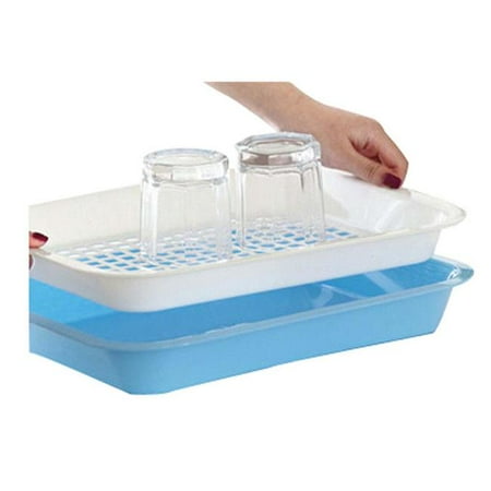 

Panda Superstore PS-HOM5298280011-SUNNY00132 Plastic Drain Vegetables & Fruit Compartment Tray Blue