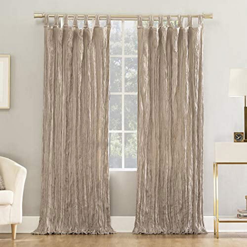 No. 918 Odelia Distressed Velvet Tab Top Curtain Panel, 50" x 95" in Pearl