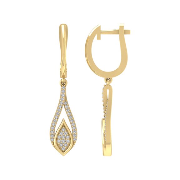 ARAIYA 10K Yellow Gold Round Diamond Drop and Dangle Earrings (1/4 cttw, I2-I3 Clarity, I-J Color)