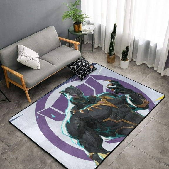 Area Rug Black Panther Living Room Carpet Bedroom 5x3 Feet Rug Flannel Children Crawling Non-Slip Floor Mat For Kids Playroom Garden Entry Home Decor 60x39 Inch