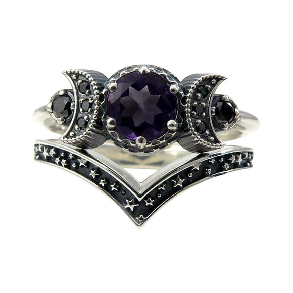 Rinsvye Moon Jewellery Gifts for Womens Rings Women Red Amethyst Moon Rings Ring Rings Teen Jewelry Thumb Ring for Women Rings
