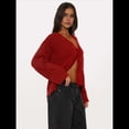 thumbnail image 4 of Suéter Tipo Cárdigan Corto con Lazo Frontal para Mujer, Cuello en V, Frente Abierto, Top de Punto Acanalado con Cable de Crochet Rojo L, 4 of 8
