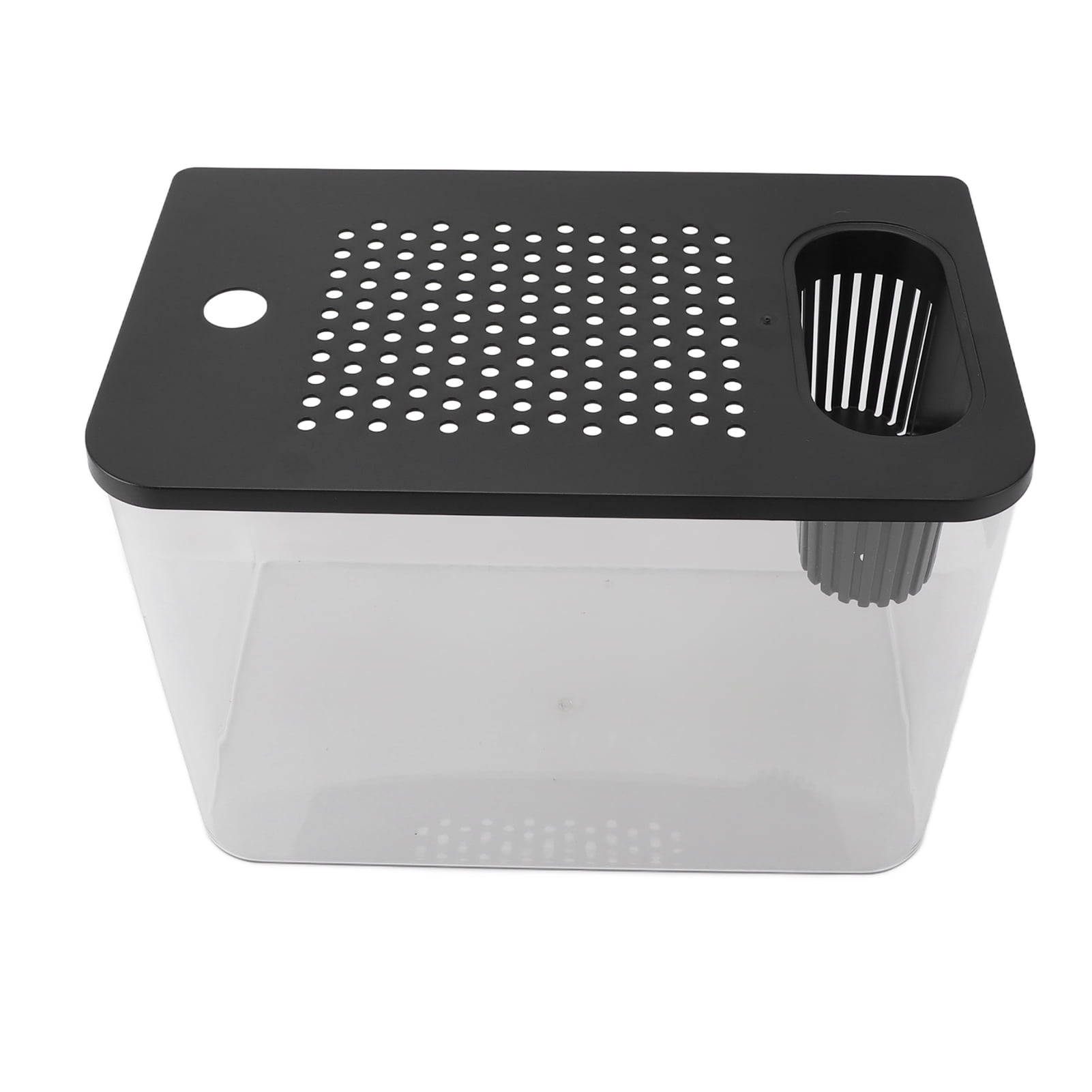 YAHHU Small Plastic Clear Micro Landscape Desktop Aquarium Fish Tank for Goldfish Betta Turtle, Black, 12.4x7.1x8.9 inches / 31.6x18x22.5 cm