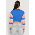 thumbnail image 5 of Womens Daisy Color Blocked Striped Sleeve Cropped Cardigan, 5 of 5
