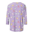 thumbnail image 4 of Cavosen Happy Easter 3/4 Sleeve Tops for Women with Crew Neck Summer Plus Size Bunny Print Pullover Blouse Holiday Shirts Vacation Festival Tee Shirts Casual Dressy Purple 4XL, 4 of 5