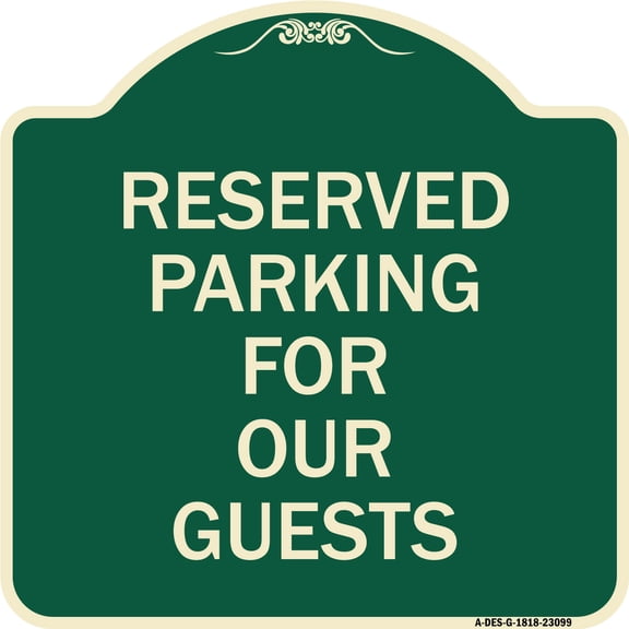 SignMission Designer Series Sign - Reserved Parking for Guests | Green & Tan 18" X 18" Heavy-Gauge Aluminum Architectural Sign | Protect Your Business & Municipality | Made in the USA