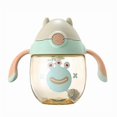 thumbnail image 1 of 280ml Children's Straw Cup Baby With Handle Anti Leakage Anti Choking Water Bottle(Brown Green Gray), 1 of 4