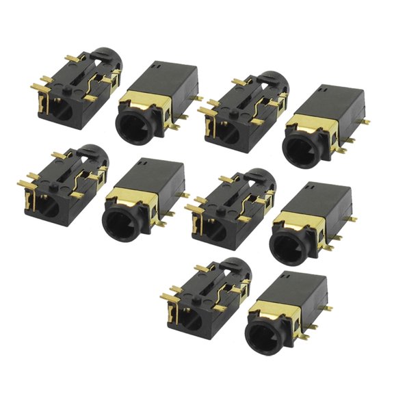 10 Pcs Audio 3.5mm 6 Pin Stereo Jack Panel Mount PCB Connector Black