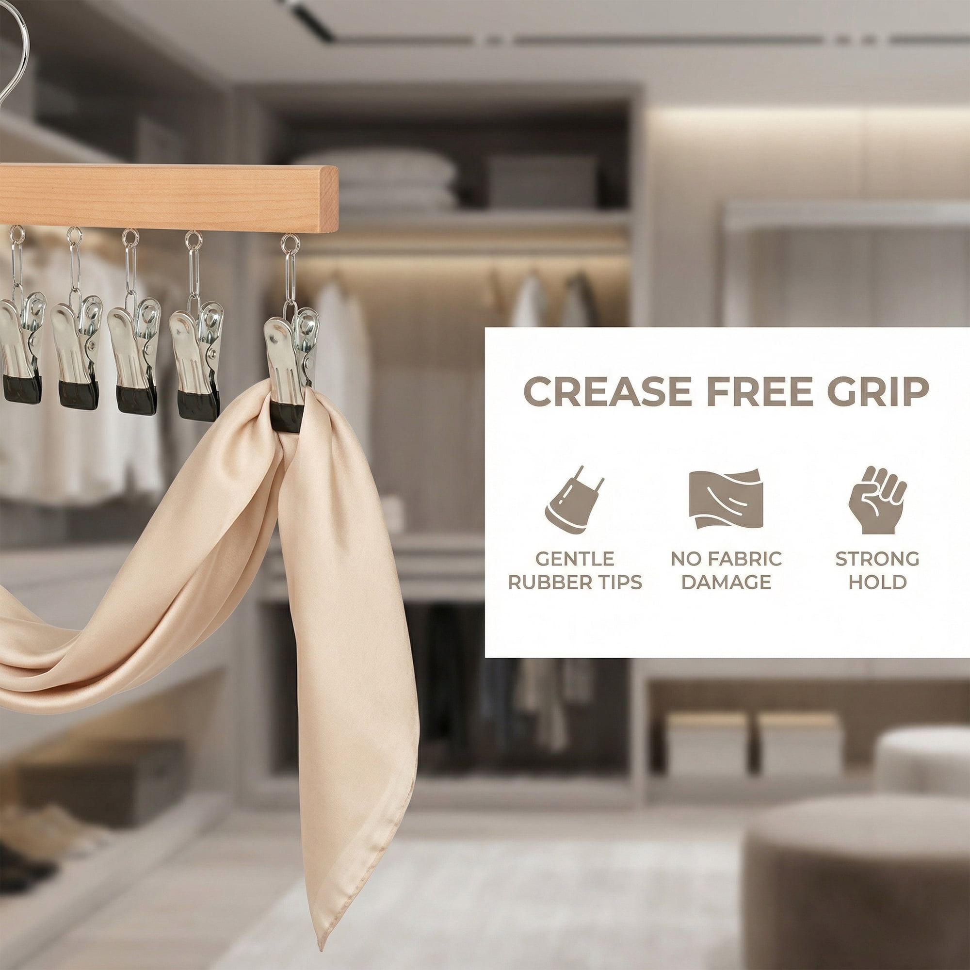 Unique Bargains Space Saving Wood Hat Hangers With 12 Hooks Natural