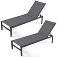 thumbnail image 3 of Costway 2 PCS 6-Position Lounge Chair Chaise Aluminium Adjust Recliner Grey, 3 of 9