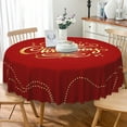 thumbnail image 2 of Nanqianyi Merry Christmas Red Round Tablecloth 70 inch, Golden Stars Spots Circular Washable Table Cloth for Family Gatherings Dinner Decor, 2 of 10