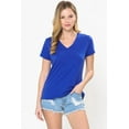 thumbnail image 3 of Women's Elastic Basic Summer Lightweight Tee Shirt Cap Sleeve V Neck Top, 3 of 7