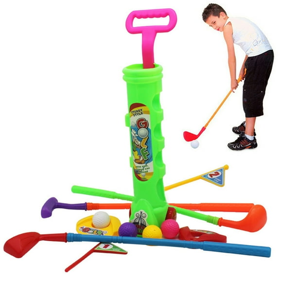 12PCS Kids Golf Toy Set Portable Golf Game Toy Golf Club Set for Indoor Outdoor