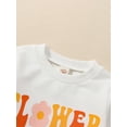 thumbnail image 5 of Bagilaanoe 2pcs Toddler Baby Girl Long Pants Set Letter Print Long Sleeve Sweatshirt Tops + Flower Print Flare Trousers 6M 12M 18M 24M 3T 4T 5T Kids Casual Outfits, 5 of 9