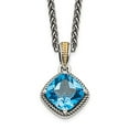 thumbnail image 3 of Sterling Silver Two Tone Silver And Gold Plated Sterling Silver w/Antiqued Blue Topaz Necklace, 3 of 5