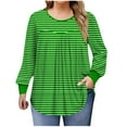thumbnail image 2 of JDQJBZ Hauts d'Été pour Femmes, Hauts Grande Taille pour Femmes, Hauts à Manches Longues pour Femmes, Col Rond Imprimé Rayé, Vêtements de Maison Décontractés Printemps Été, T-Shirts Amples pour Femmes, 2 of 5