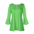 thumbnail image 4 of Ltctricy Women's 3/4 Sleeve Tops Trendy Crew Neck Half Button Pleated Front Tunic Blouses Dressy Casual Shirts, 4 of 5