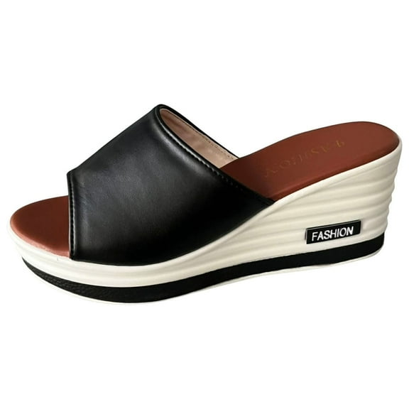 Women's Fashion Peep Toe Wedge Platform Shoes Beach Resort Slippers Comfort Slip On Sandals for Dating Party Travel
