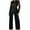 Black, variant on Meichang Women's Two Piece Outfit Casual Belt Long Sleeve Blazer And Pencil Pants Suits Set Office Business Suit with Pockets