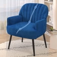 thumbnail image 3 of Holiway Accent Chair Flannel Upholstered with Metal Legs, Modern Sofa Chair for Bedroom/Office, Blue, 3 of 12