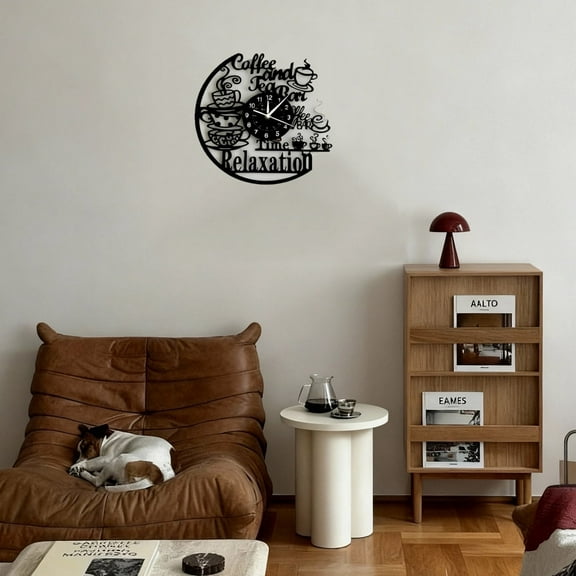 KingLive Coffee And Cke Themed Vinyl Wall Clock, Colorful Artistic Clock,Natual Inspired