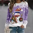 thumbnail image 3 of Sudadera de manga larga para mujer Color mezclado Navidad Regular Invierno Blanco y Azul Azuro Blanco/Negro Sudadera roja degradada, 3 of 4