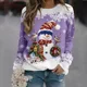 thumbnail image 3 of Sudadera de manga larga para mujer Color mezclado Navidad Regular Invierno Blanco y Azul Azuro Blanco/Negro Sudadera roja degradada, 3 of 5