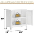 thumbnail image 3 of Buffet Cabinet with Storage, 33" H Metal Sideboard Cabinet 2 Doors, White Kitchen Pantry with Adjustable Shelf, Coffee Bar Cabinets, Small Sideboard Storage for Kitchen, Living Room, Office, 3 of 9