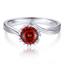 MomentWish January Birthstone Rings, Anniversary Ring for Her, 1Carat Moissanite Wedding Ring S925 Sterling Silver