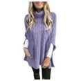 thumbnail image 2 of absuyy Sweaters for Women Trendy Turtleneck Loose Solid Color Casual Pullover Fall Sweaters Top Purple Cover-up Size S, 2 of 6