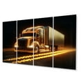 thumbnail image 2 of Designart "Yellow Neon Semi Truck Highway Glow" Neon Car Wall Art Prints Set, 2 of 5