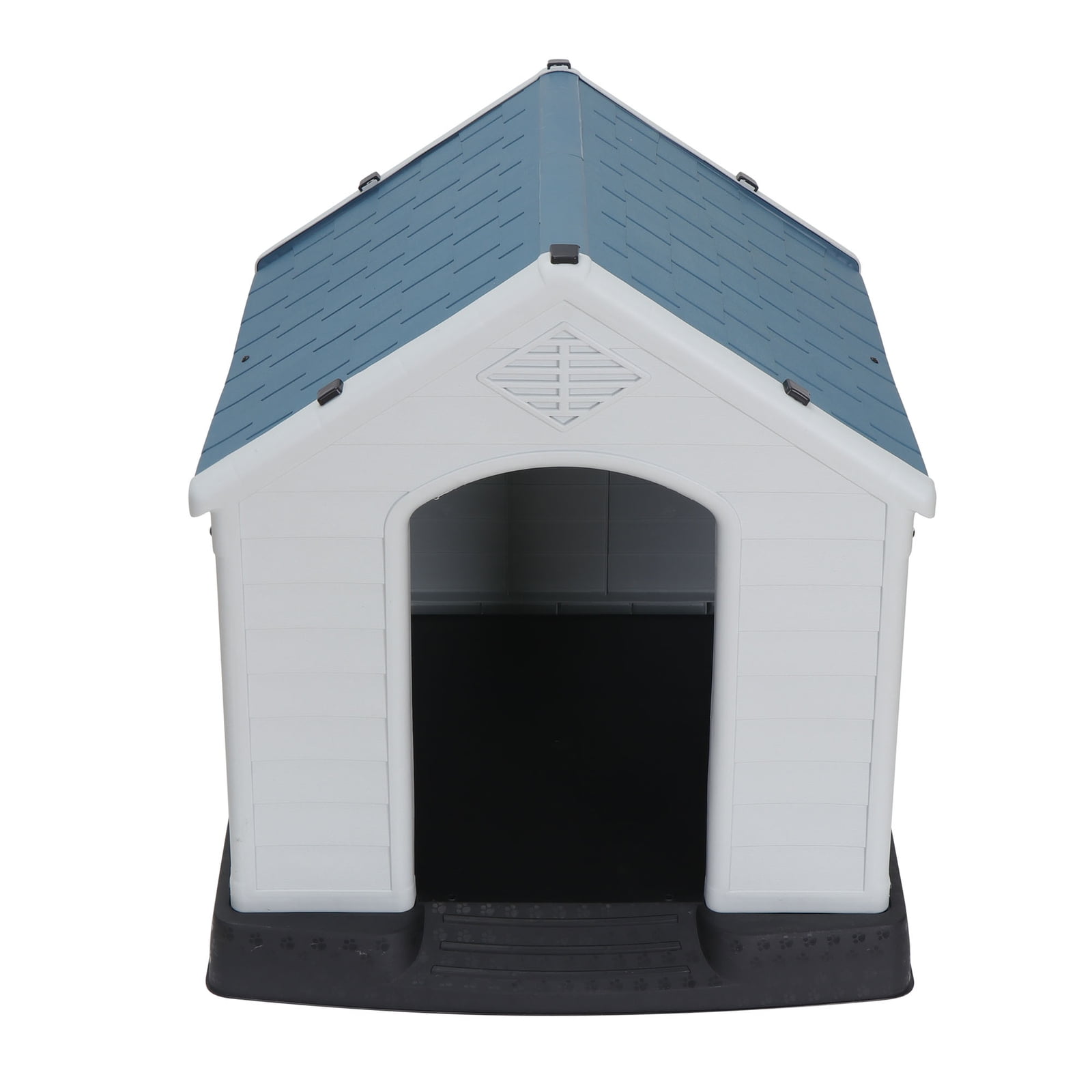 Favory Large Plastic Dog House Outdoor Indoor Doghouse Puppy Shelter Water Unaffected Easy Assembly Sturdy Dog Kennel with Air Vents and Elevated Floor
