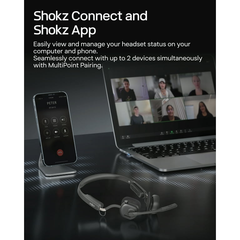 Shokz OpenMeet UC - Open-Ear Bluetooth Computer Headset - Noise