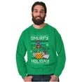 thumbnail image 5 of Ugly Christmas Pattern Smurfy Holiday Sweatshirt for Men or Women Brisco Brands S, 5 of 6