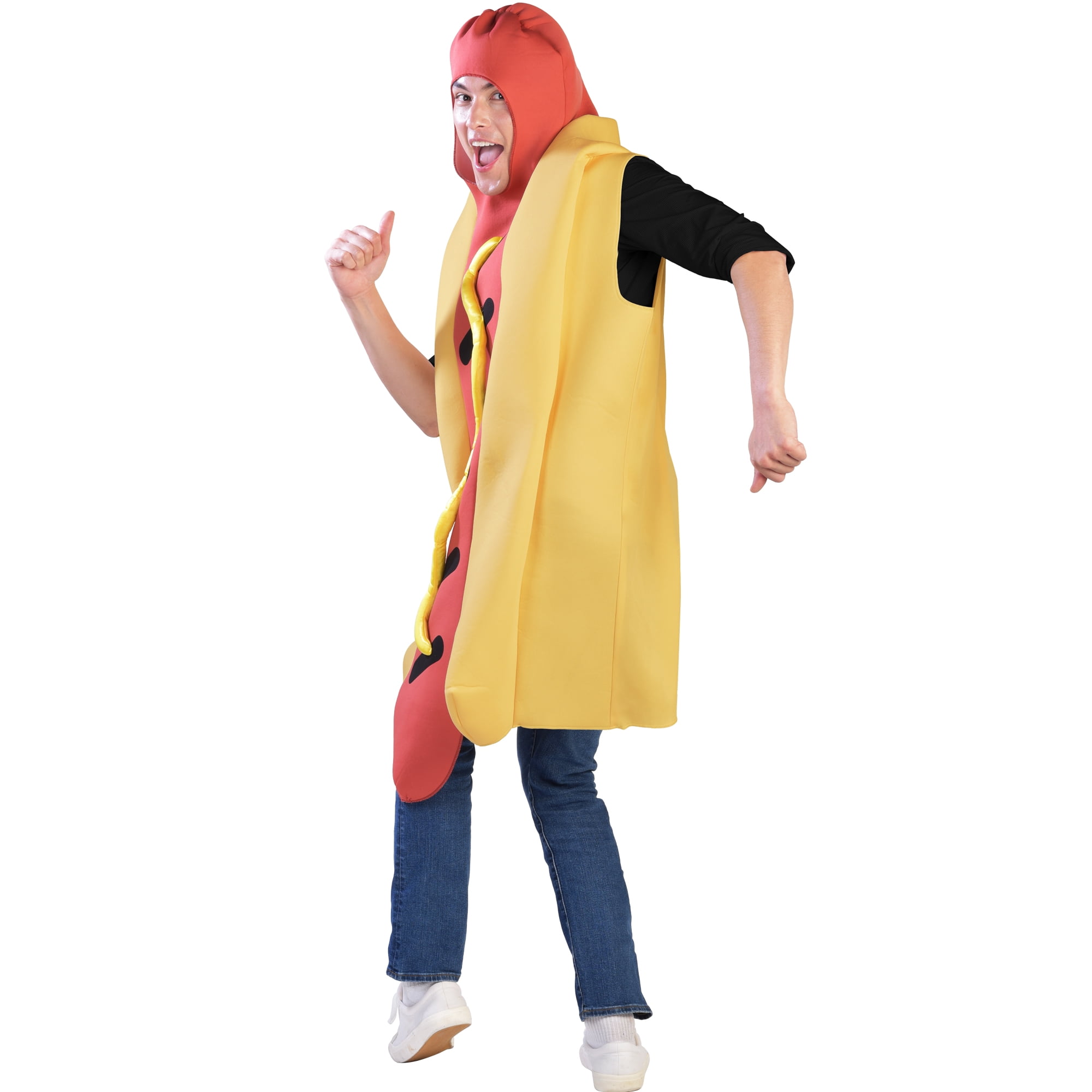 Hot Dog One Piece Halloween Costume for Adults, Adult Size S-XL (28-42), by Way to Celebrate