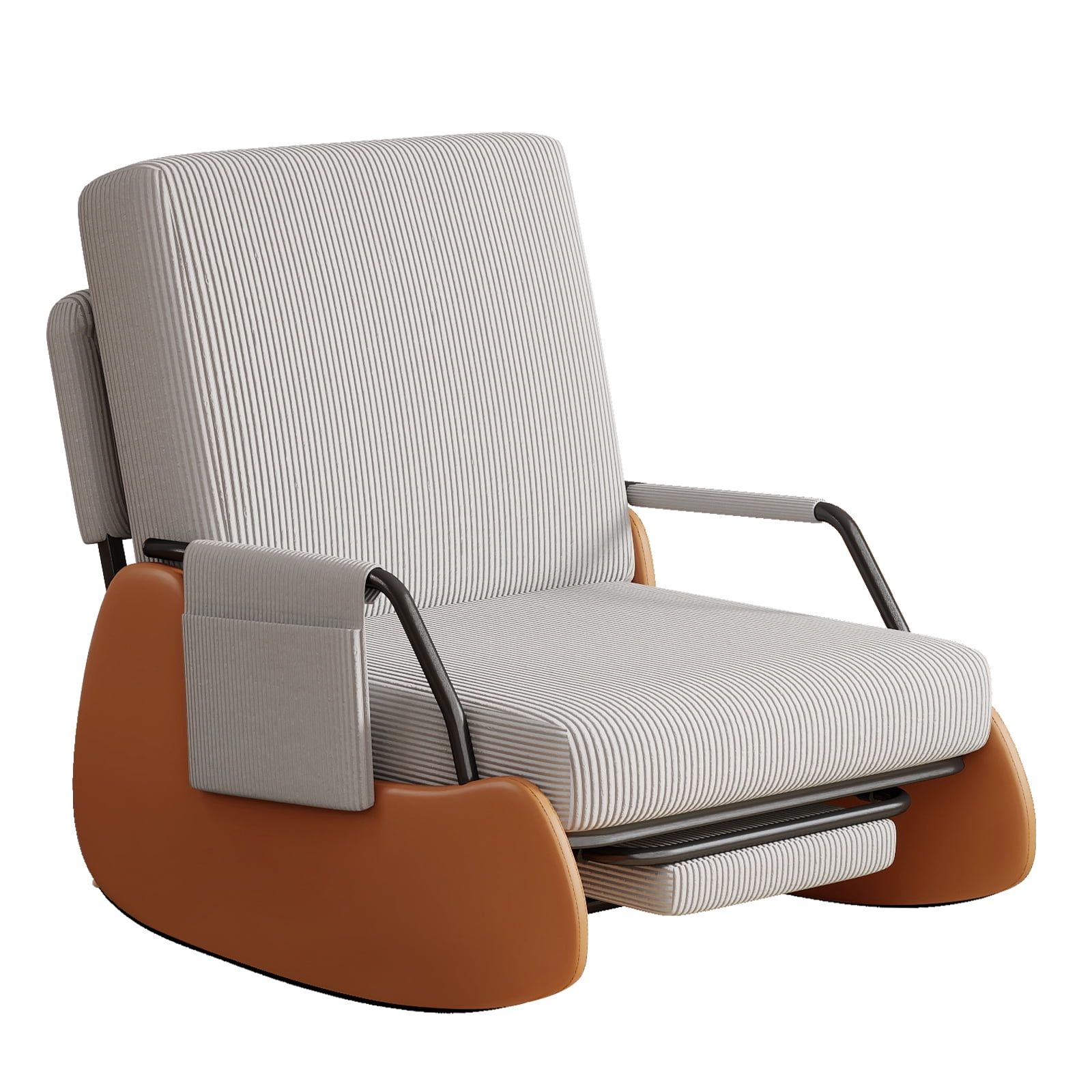 Furniliving Rocking Chair, Upholstered Nursery Rocking Chair with Footrest and Adjustable Backrest, Glider Rocker Accent Chair for Living Room, Bedroom, Nursery, Gray