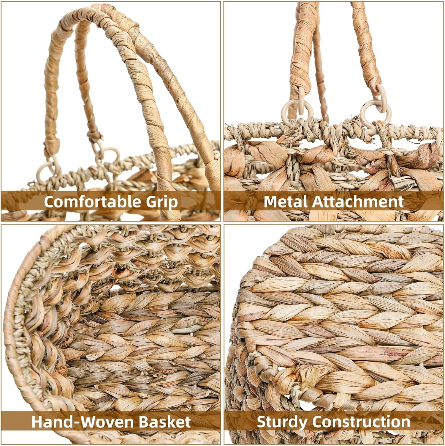 2 Pack Wicker Picnic Basket with Handle, Natural Hand Woven Rattan Easter Baskets, 13" and 11" Nesting Gift Baskets for Outdoor, Camping, Garden, Wedding, Home Organization