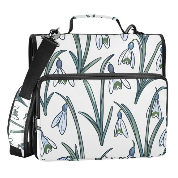 ALAZA Zipper Binder Art Snowdrops Flowers 3 Ring Trapper Keeper File Folder Organizer Bag