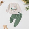 thumbnail image 2 of TOWED22 Baby Boy Football Winter Outfit Long Sleeve Football Embroidery Round Neck Sweatshirt Pants Set Toddler Fall Clothes Size:12-18 M,Color:Green, 2 of 6
