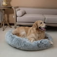thumbnail image 5 of Oval Calming Donut Cuddler Dog Bed,Shag Faux Fur Cat Bed Washable Round Pillow Pet Bed(30"/36"/43") for Small Medium Dogs (XL(36"x27"x7"), Grey), 5 of 6