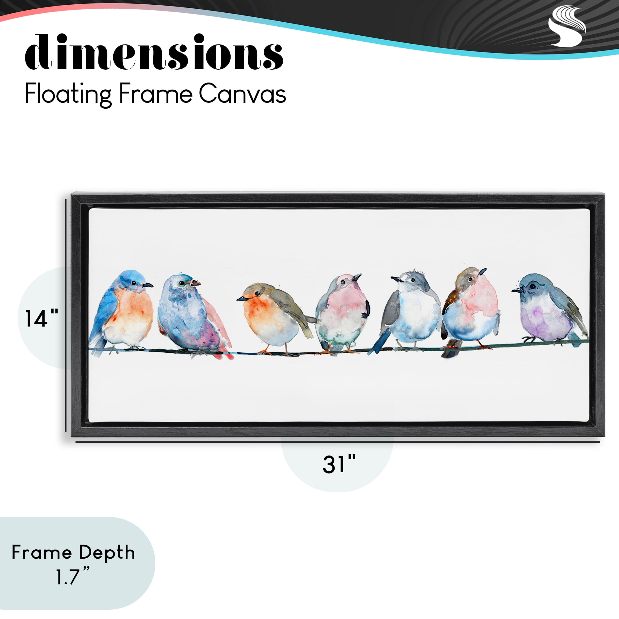 Stupell Industries Perching Pastel Birds Black Framed Floater Canvas Wall Art, design by Lorenzo Collective