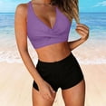 thumbnail image 5 of HVOBTTY Summer Women's 2 Piece Bikini Swimsuit Set Period Use Solid Color V Neck Back Built In Pad Wireless Beach Suits, 5 of 5