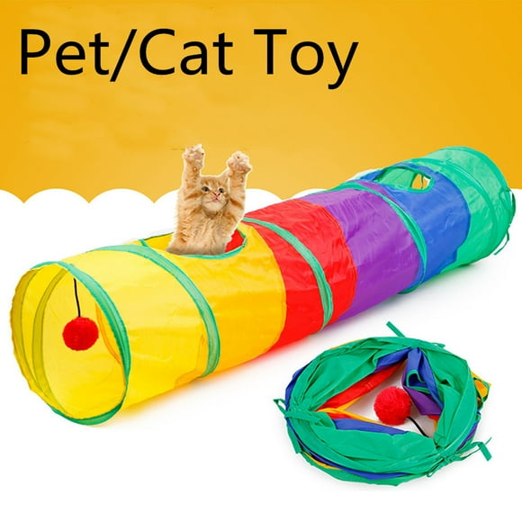 TIMIFIS Cat Toys Pet Tunnel Cat Printed Green Crinkly Kitten Tunnel Toy With Ball Play Fun Toy Cat Tunnel