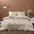 thumbnail image 4 of 5 Pieces Satin Duvet Cover Full/Queen Size Set, Luxury Silky Like Taupe Duvet Cover Bedding Set with Zipper Closure, 1 Duvet Cover + 4 Pillow Cases (No Comforter), 4 of 8